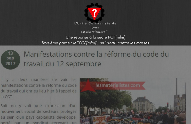 L&rsquo;Unité Communiste de Lyon est-elle réformiste ? – Un « parti » contre les masses. Troisième partie.